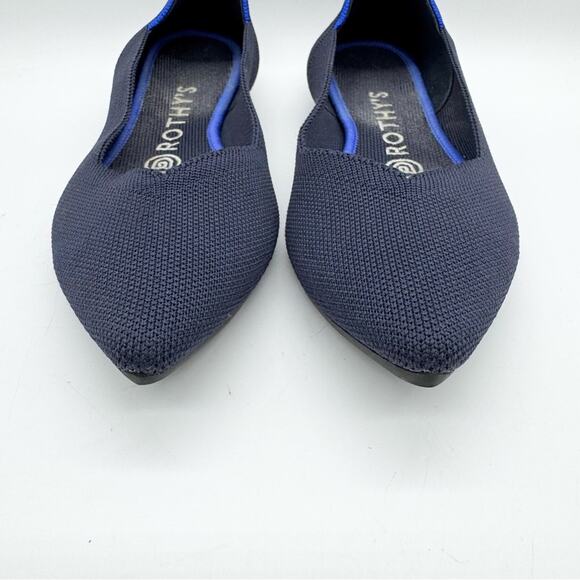 Rothy's The Point Womens Textile Pointed Toe Ballet Flats Slip On Shoes Navy 7.5 - Picture 7 of 14